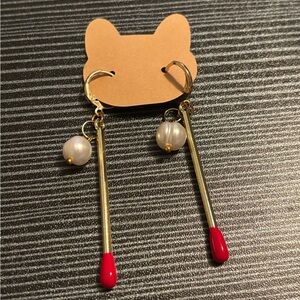 Handmade Matchstick Earrings with Pearl